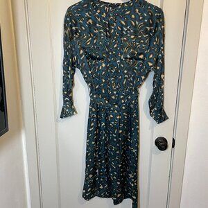 Soeur leopard print Viscose midi belted shirt dress sz 34 LIKE NEW
